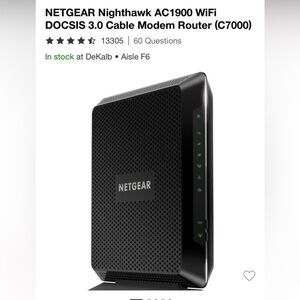 NETGEAR Nighthawk AC1900 WiFi Cable Modem Router (C7000).​